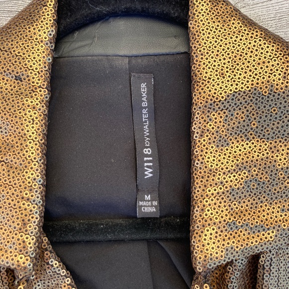 W118 by Walter Baker ronnie jacket size M in gold sequined biker jacket - Picture 9 of 15